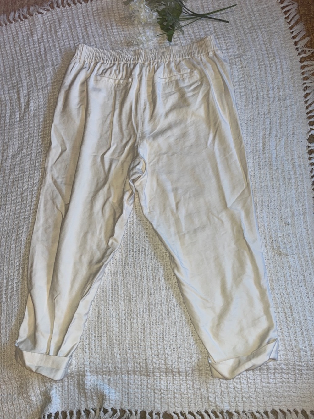 A NEW Day PLUS SIZE cream rayon Pants trouser w/pockets tag says sz 17 - Picture 7 of 7